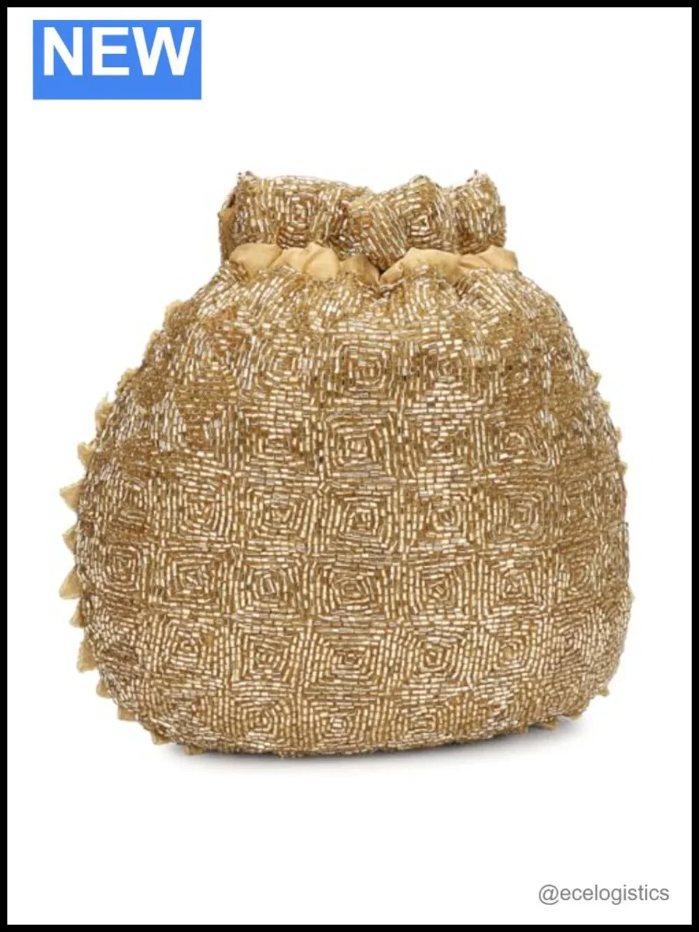 Beaded Potli Bag Drawstring Wristlet Floral Embroidered Clutch Silk Wedding